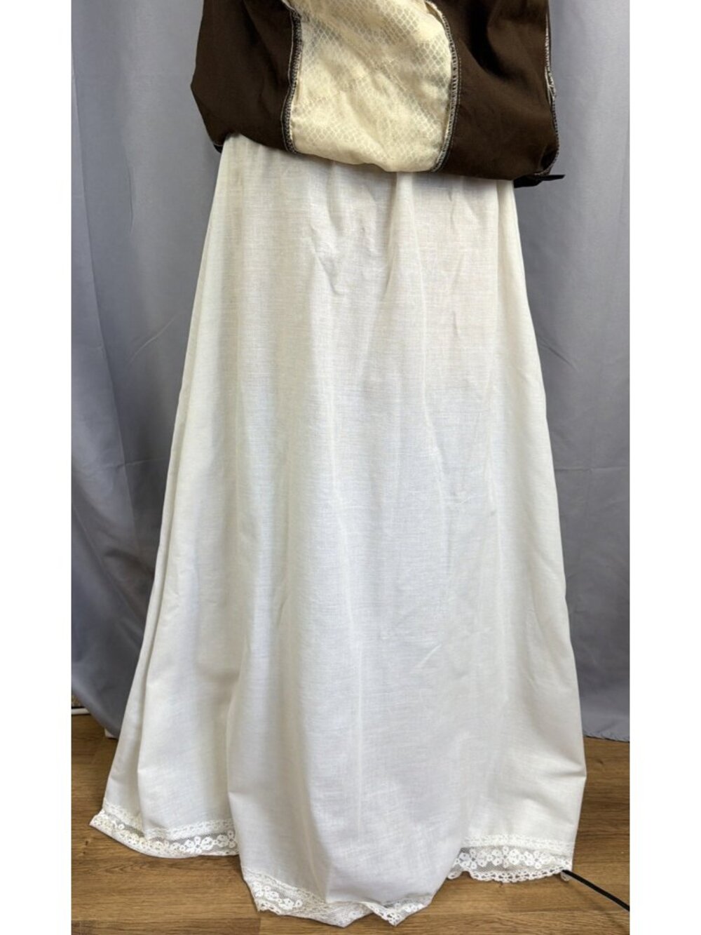 Vintage 70s Chessa Davis Brown Velvet Floral Lace Maxi Skirt Cottagecore - Picture 9 of 11